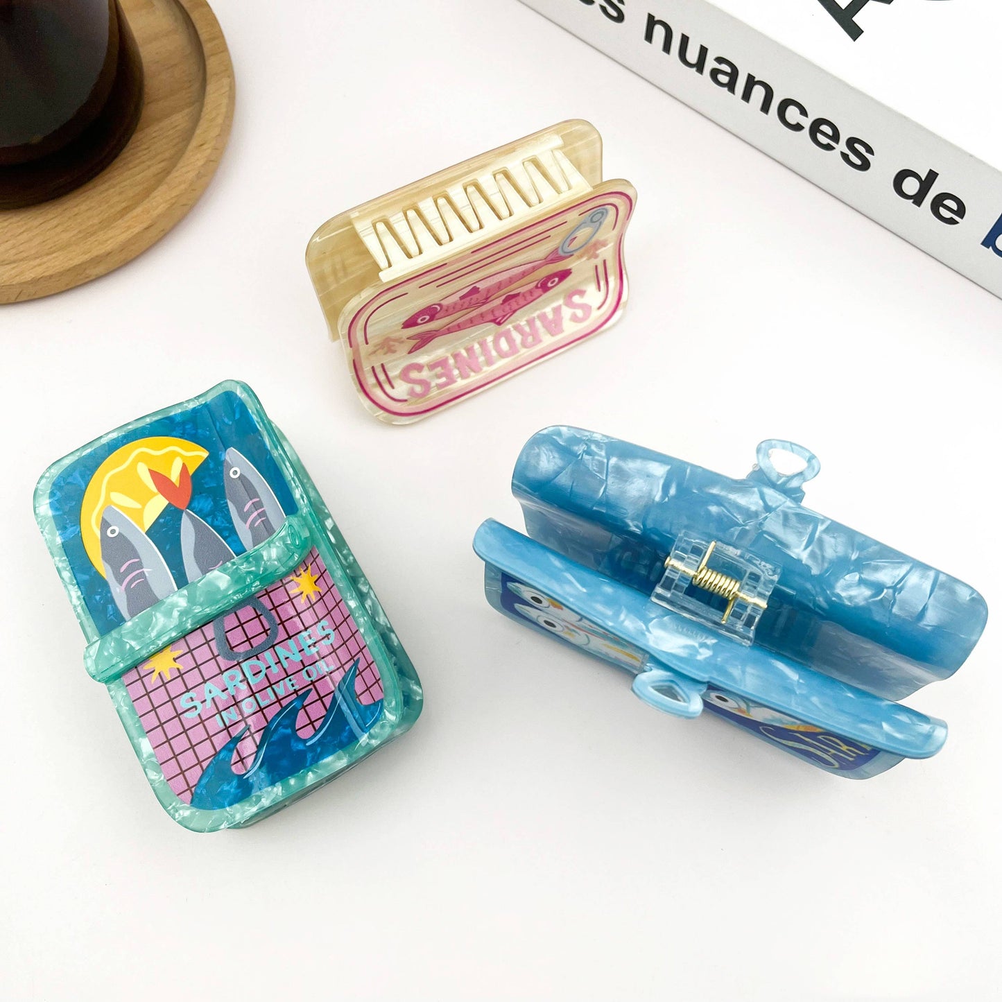 Sardine Can Hair Claw Clip, Creative Fish Tin Hair Clip