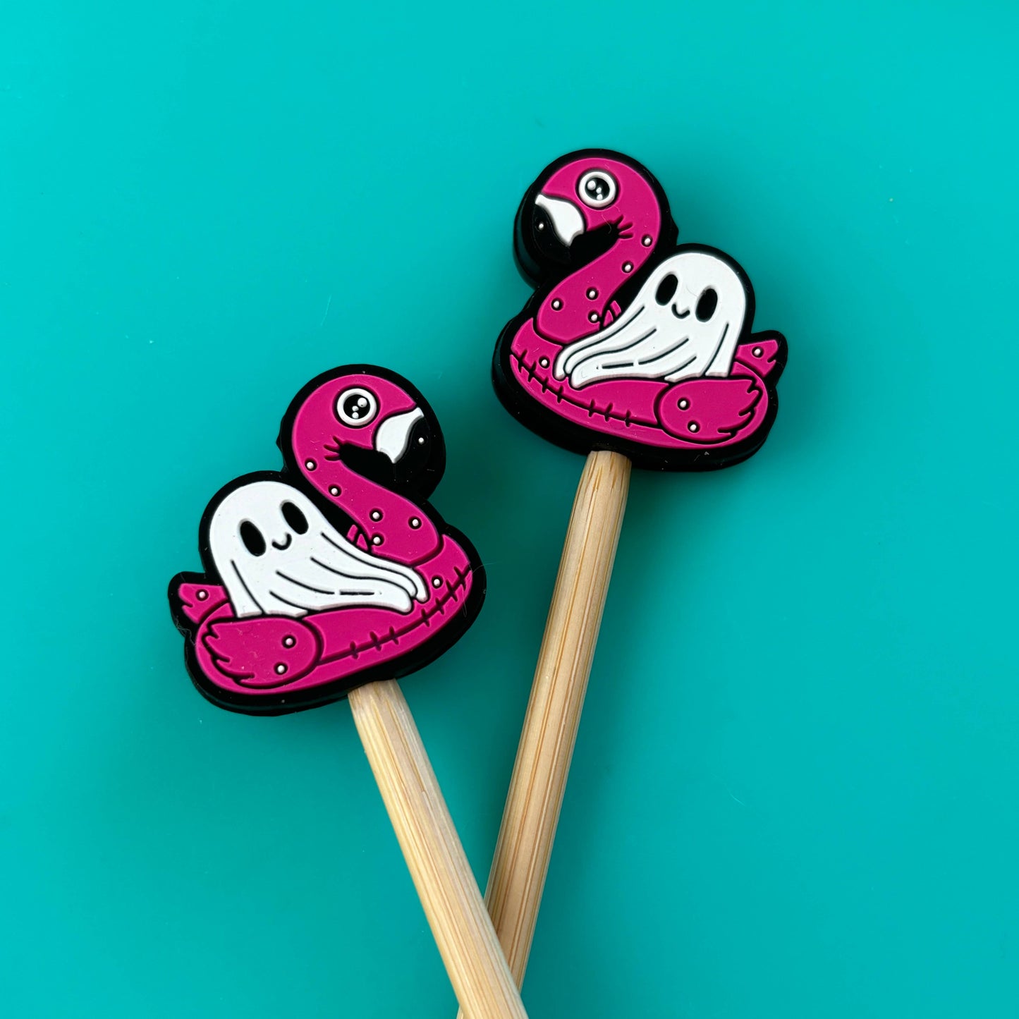 Ghost in a Flamingo Floaty Stopper
