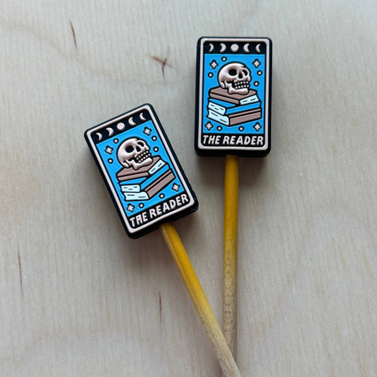 Knitting Needle Point Protectors Tarot The Reader Skull Book