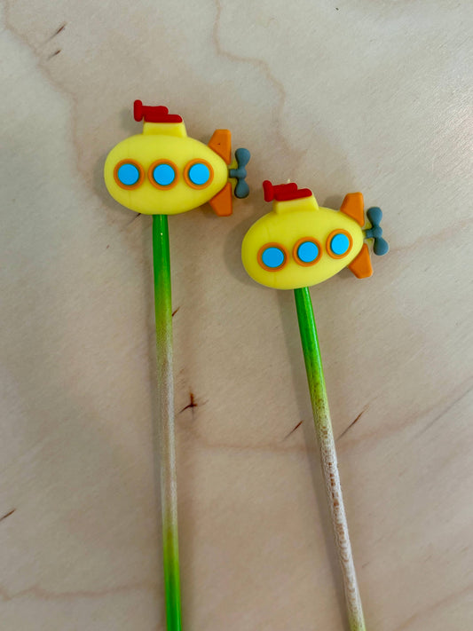 Yellow Sub marine - Knitting Needle Point Protectors Music