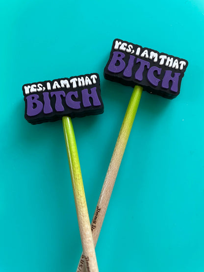 Knitting Needle Point Protector Black Pink Yes I am That B**