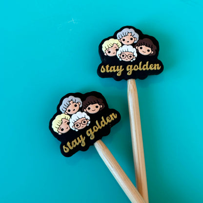 Knitting Needle Point Protectors Stay Golden