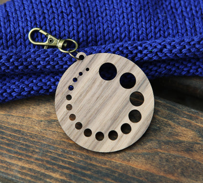 Walnut Whale Tail Knitting Gauge with Bronze Clasp