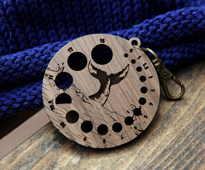 Walnut Whale Tail Knitting Gauge with Bronze Clasp