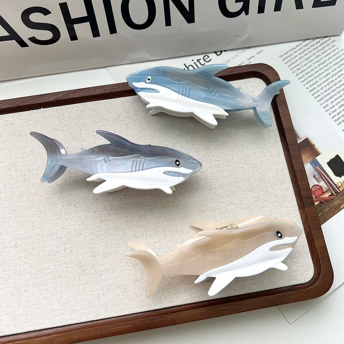 Shark series acetate hairpin, beach hairpin_CWAHA5713