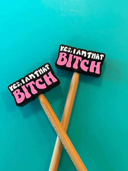 Knitting Needle Point Protector Black Pink Yes I am That B**