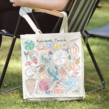 Ocean Creatures & Shells Customizable Organic Tote Bag