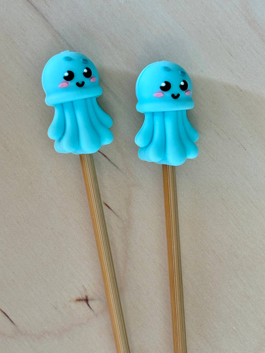 Knitting Needle Point Protectors - Jellyfish Ocean Sea Beach