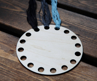Circular Maple Wood Jellyfish Embroidery Floss Holder
