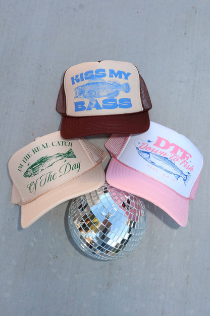 Kiss My Bass Fishing Trucker Hat