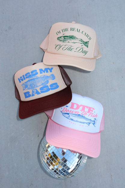 Kiss My Bass Fishing Trucker Hat