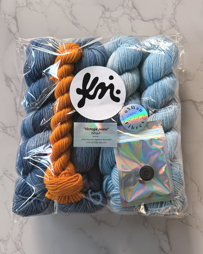 Knitalee x oSHen Fibres "Vintage Jeans" Legume Tote Kit