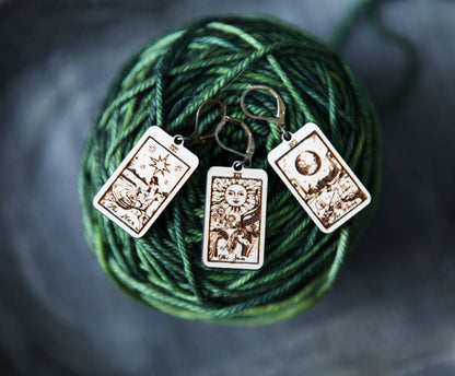Tarot Knitting & Crochet Markers - Moon, Star, Sun Set of 3