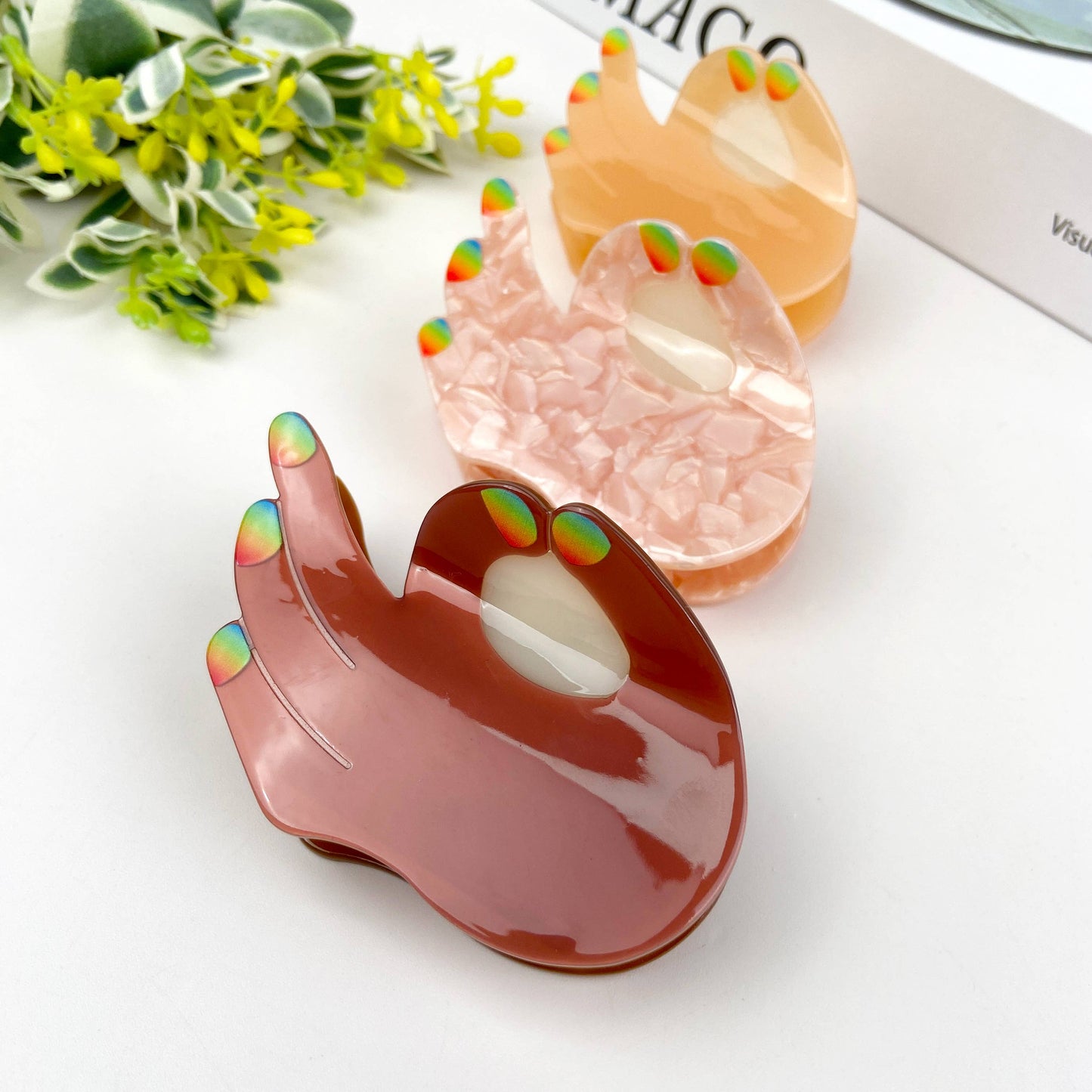 Acetate Funny Gesture Hair Clip