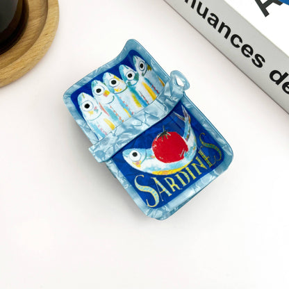 Sardine Can Hair Claw Clip, Creative Fish Tin Hair Clip