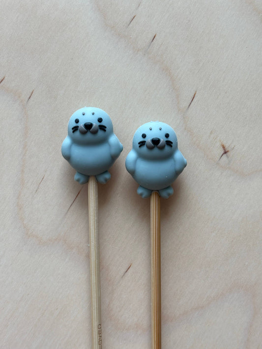 Knitting Needle Point Protector Grey Seal Sea Lion Ocean