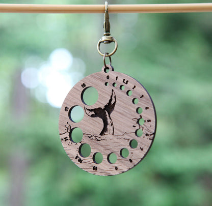 Walnut Whale Tail Knitting Gauge with Bronze Clasp