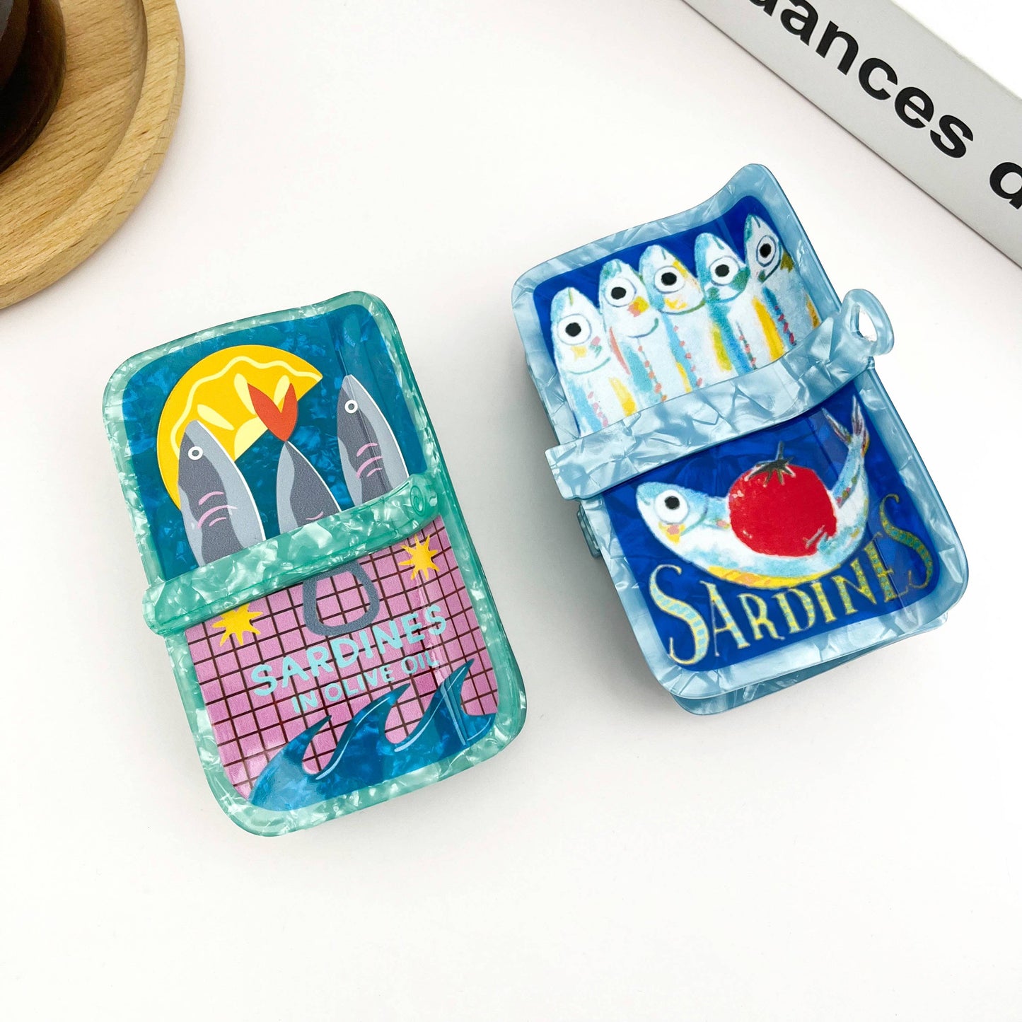 Sardine Can Hair Claw Clip, Creative Fish Tin Hair Clip