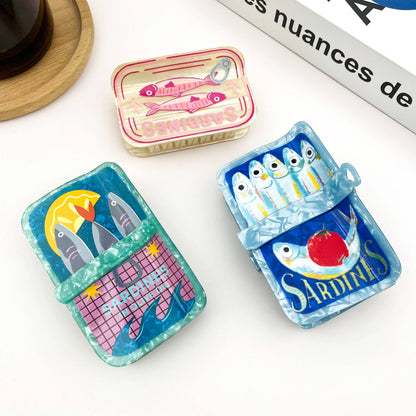 Sardine Can Hair Claw Clip, Creative Fish Tin Hair Clip