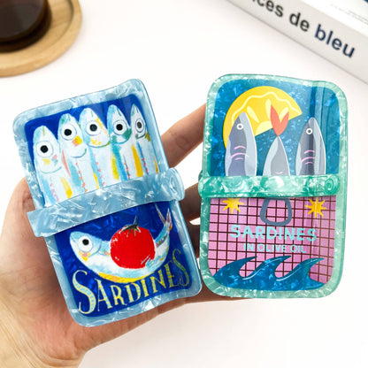 Sardine Can Hair Claw Clip, Creative Fish Tin Hair Clip